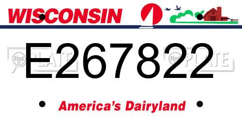 E267822 Wisconsin License Plate
