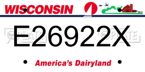 E26922X Wisconsin License Plate