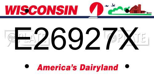 E26927X Wisconsin License Plate