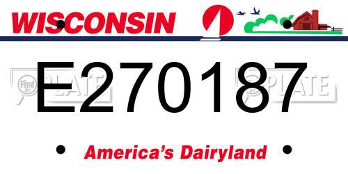 E270187 Wisconsin License Plate