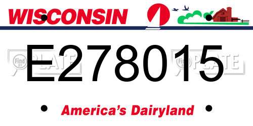 E278015 Wisconsin License Plate