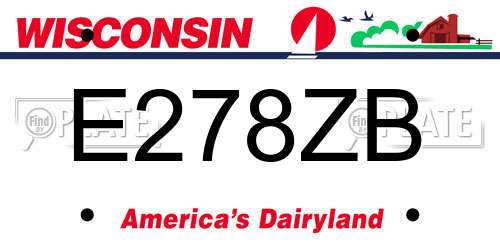 E278ZB Wisconsin License Plate
