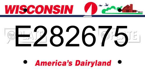 E282675 Wisconsin License Plate