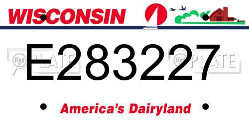 E283227 Wisconsin License Plate