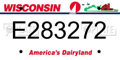 E283272 Wisconsin License Plate