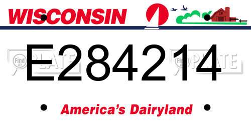 E284214 Wisconsin License Plate