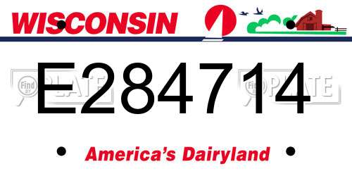 E284714 Wisconsin License Plate