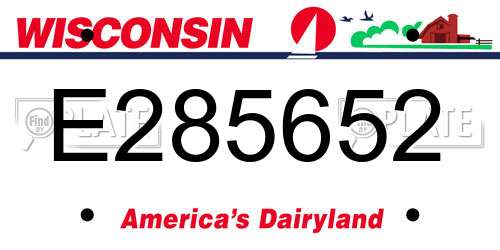 E285652 Wisconsin License Plate