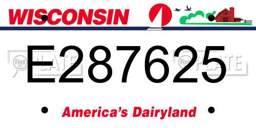 E287625 Wisconsin License Plate