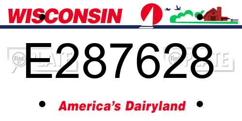 E287628 Wisconsin License Plate