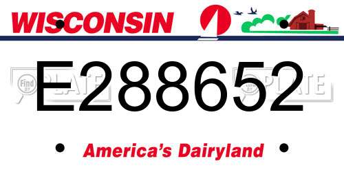 E288652 Wisconsin License Plate