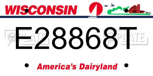 E28868T Wisconsin License Plate