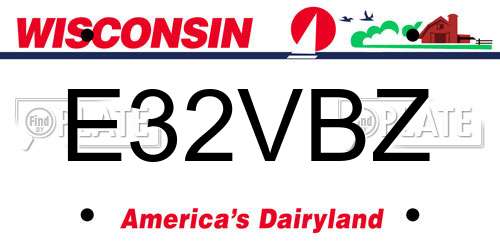 E32VBZ Wisconsin License Plate