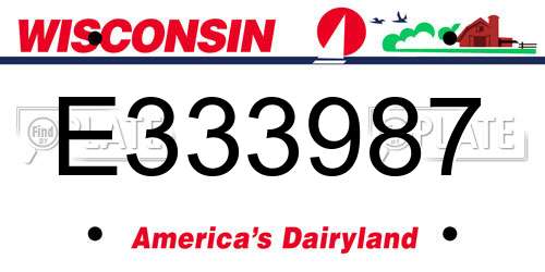 E333987 Wisconsin License Plate