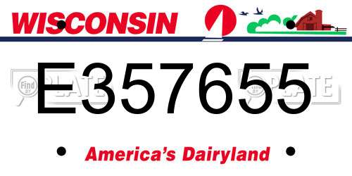 E357655 Wisconsin License Plate