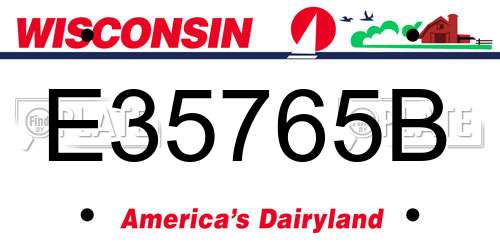 E35765B Wisconsin License Plate
