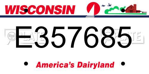 E357685 Wisconsin License Plate