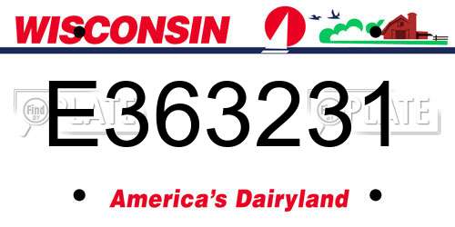 E363231 Wisconsin License Plate
