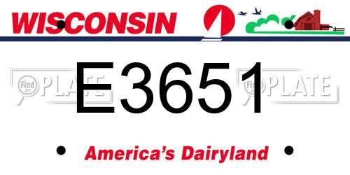 E3651 Wisconsin License Plate