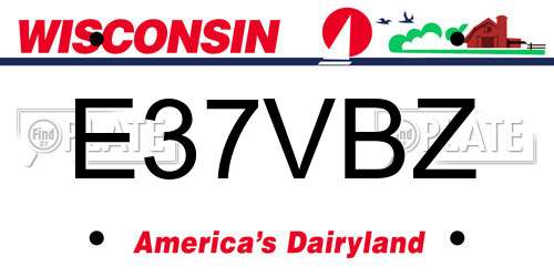 E37VBZ Wisconsin License Plate