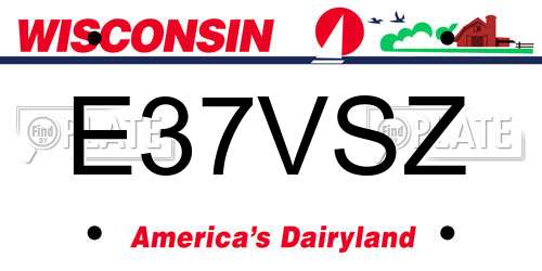 E37VSZ Wisconsin License Plate