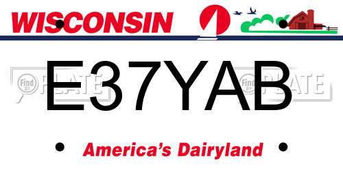 E37YAB Wisconsin License Plate