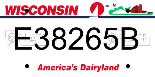 E38265B Wisconsin License Plate
