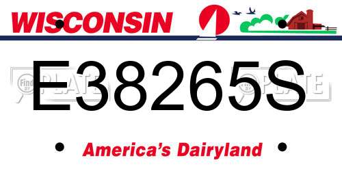 E38265S Wisconsin License Plate