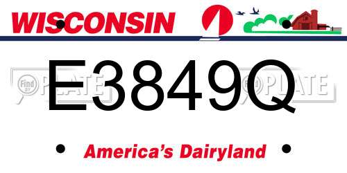 E3849Q Wisconsin License Plate