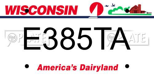 E385TA Wisconsin License Plate