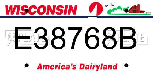E38768B Wisconsin License Plate