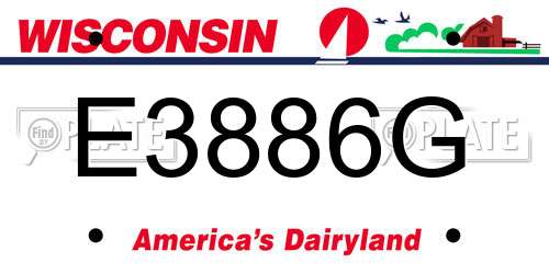 E3886G Wisconsin License Plate