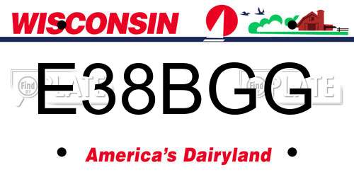 E38BGG Wisconsin License Plate