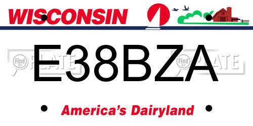 E38BZA Wisconsin License Plate