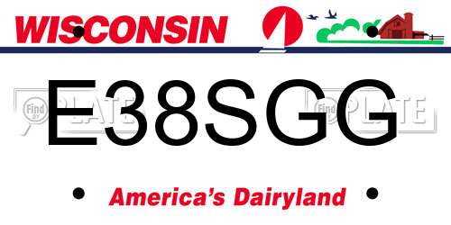 E38SGG Wisconsin License Plate
