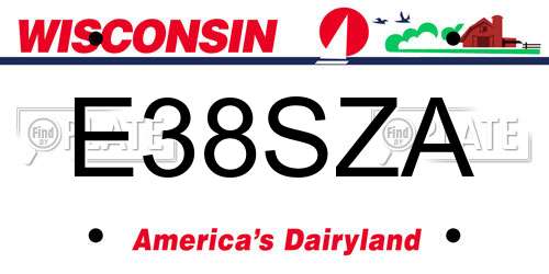 E38SZA Wisconsin License Plate