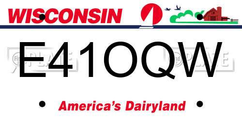 E41OQW Wisconsin License Plate