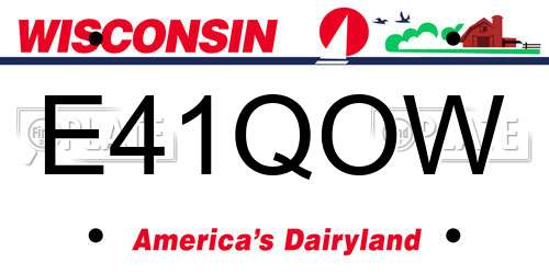 E41QOW Wisconsin License Plate