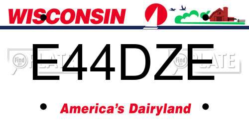 E44DZE Wisconsin License Plate
