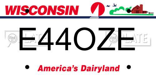 E44OZE Wisconsin License Plate