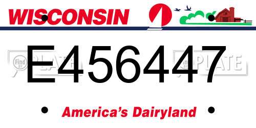 E456447 Wisconsin License Plate