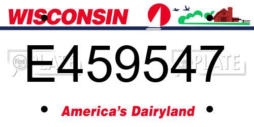 E459547 Wisconsin License Plate