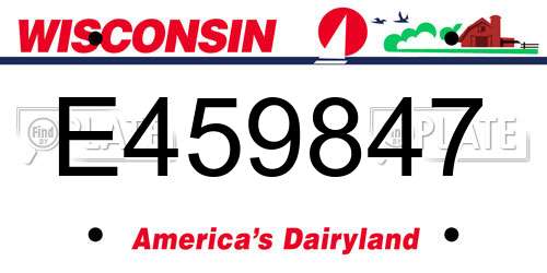 E459847 Wisconsin License Plate