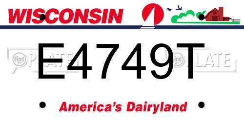 E4749T Wisconsin License Plate