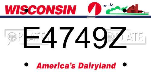 E4749Z Wisconsin License Plate