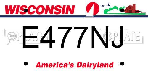E477NJ Wisconsin License Plate