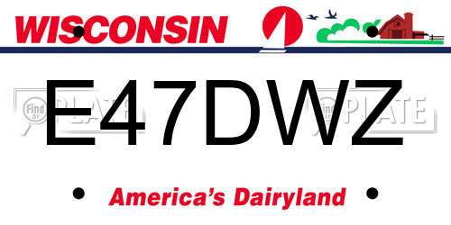 E47DWZ Wisconsin License Plate