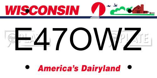 E47OWZ Wisconsin License Plate