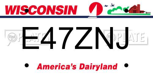 E47ZNJ Wisconsin License Plate