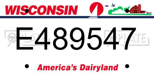 E489547 Wisconsin License Plate